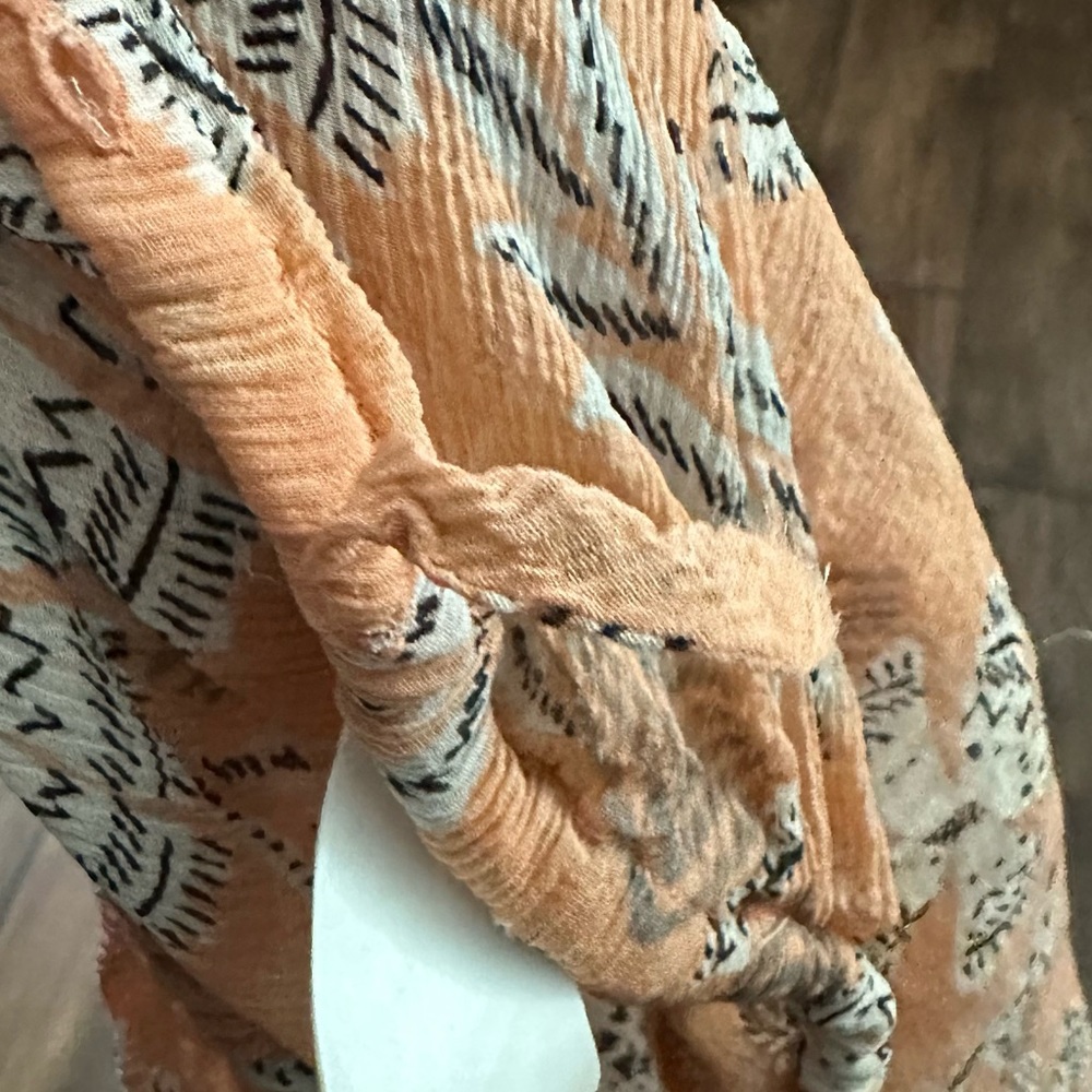 Lucky Brand Riviera Coral Silk Peasant Blouse - Picture 7 of 9